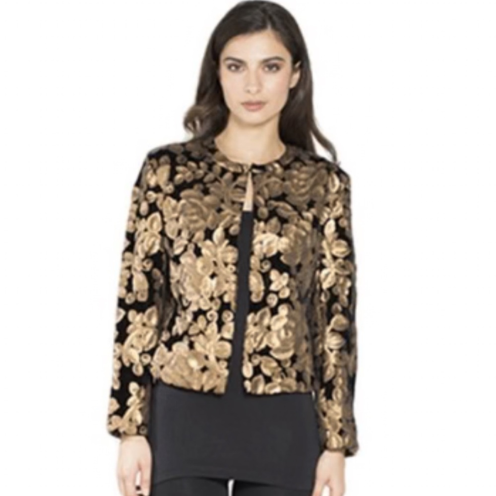 Vtg Joanna Hope NWT Navy Velvet and Bronze Floral Sequin Blazer/Jacket size 8